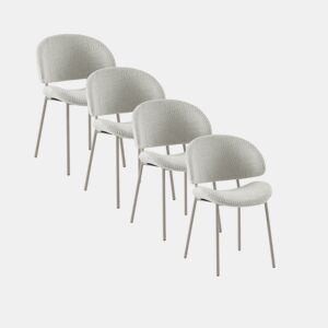 Pacote de 4 cadeiras estofadas em chenille creme