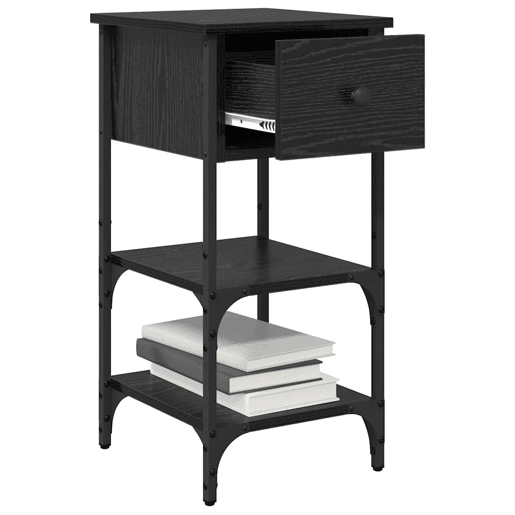 Mesa De Cabeceira - Mesinha De Cabeceira - Mesinha De Cabeceira com gaveta Carvalho preto 34 x 36 x 70 cm