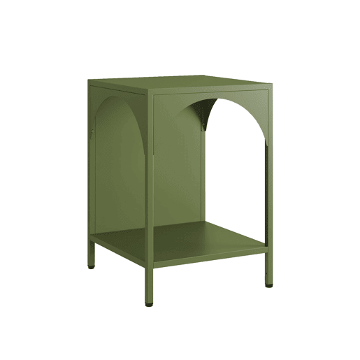 Mesa de cabeceira industrial, set de 2, Soho, Verde caqui, 35x35x52 cm
