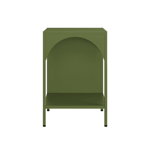 Mesa de cabeceira industrial, set de 2, Soho, Verde caqui, 35x35x52 cm