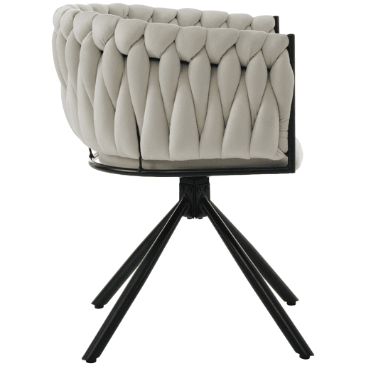 Cadeira de jantar individual - Poltrona luxuosa clara, com base de metal - Bege