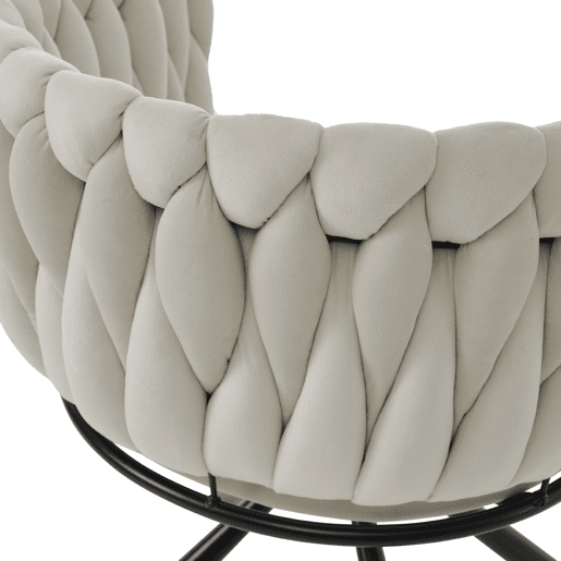 Cadeira de jantar individual - Poltrona luxuosa clara, com base de metal - Bege