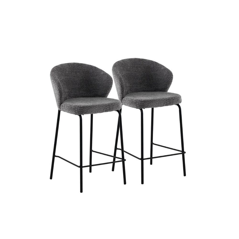 Pack de  2 taburetes tapizados en chenilla color gris oscuro