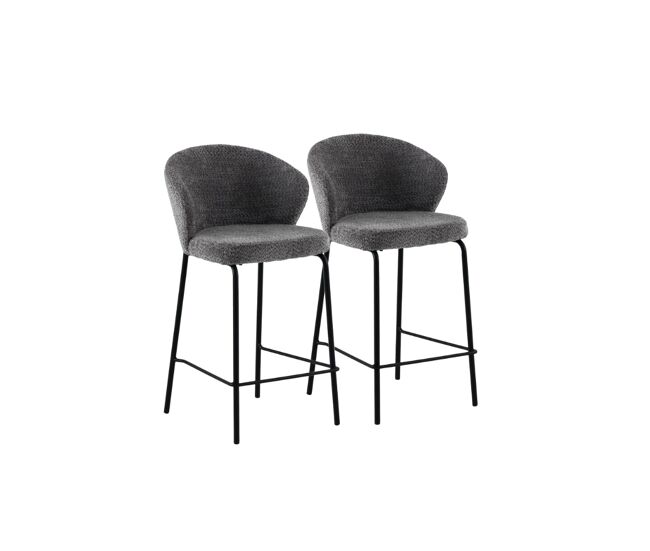 Pack de 2 taburetes tapizados en chenilla color gris oscuro