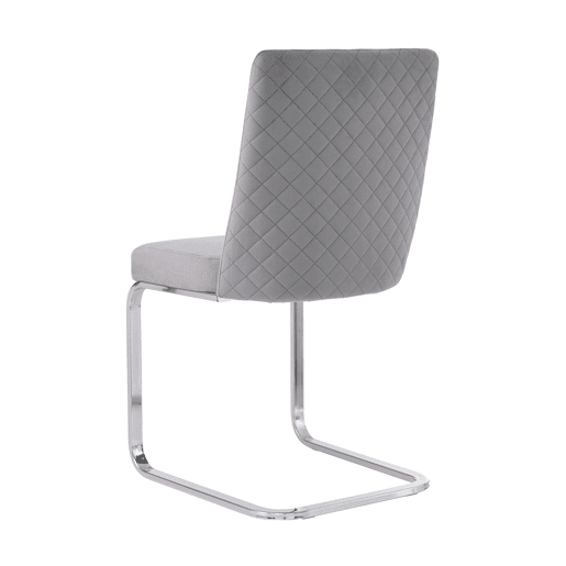Cadeira de jantar Samt 2 unidades - design diamante, com pernas metálicas prateadas - Cinza
