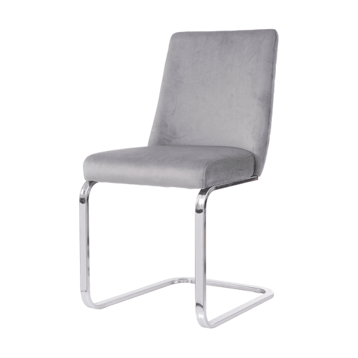 Cadeira de jantar Samt 2 unidades - design diamante, com pernas metálicas prateadas - Cinza
