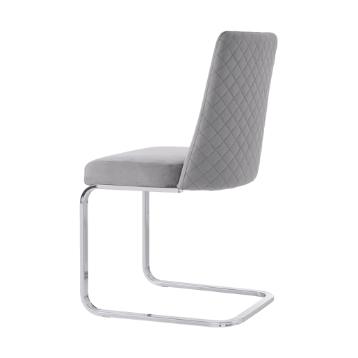 Cadeira de jantar Samt 2 unidades - design diamante, com pernas metálicas prateadas - Cinza