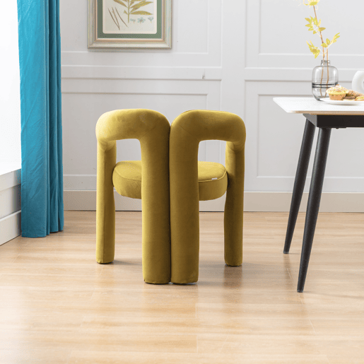 Cadeiras de jantar de 2 peças - design moderno, estofadas - verde azeitona