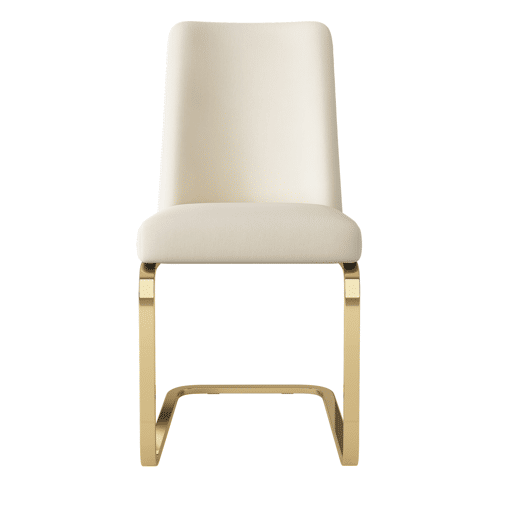 Cadeira de jantar Samt, 2 unidades - design com encosto em diamante, com pernas metálicas douradas - Bege