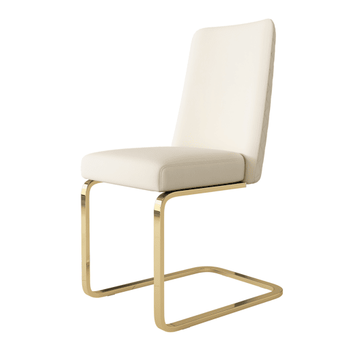 Cadeira de jantar Samt, 2 unidades - design com encosto em diamante, com pernas metálicas douradas - Bege