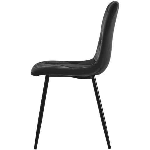 Conjunto de 4 cadeiras de jantar - Polsterstuhl com encosto, veludo Twill, estrutura metálica - Preto