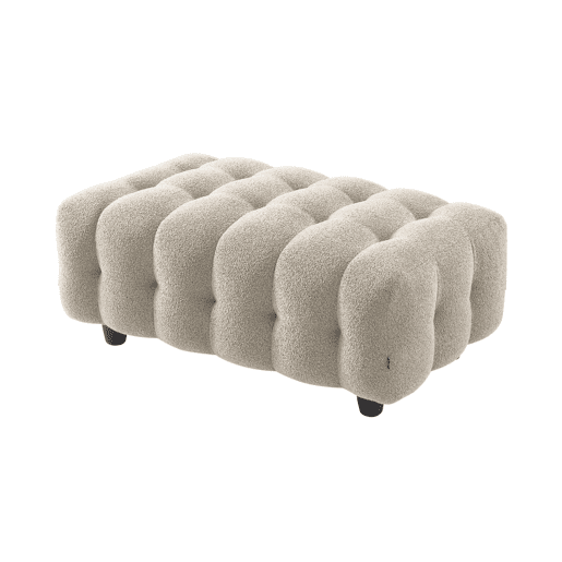 Puff para sofá textura boucle de 3 lugares, Leon boucle, Beige, 115x70x48 cm