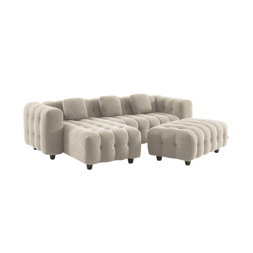 Puff para sofá textura boucle de 3 lugares, Leon boucle, Beige, 115x70x48 cm