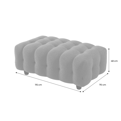 Puff para sofá textura boucle de 3 lugares, Leon boucle, Beige, 115x70x48 cm