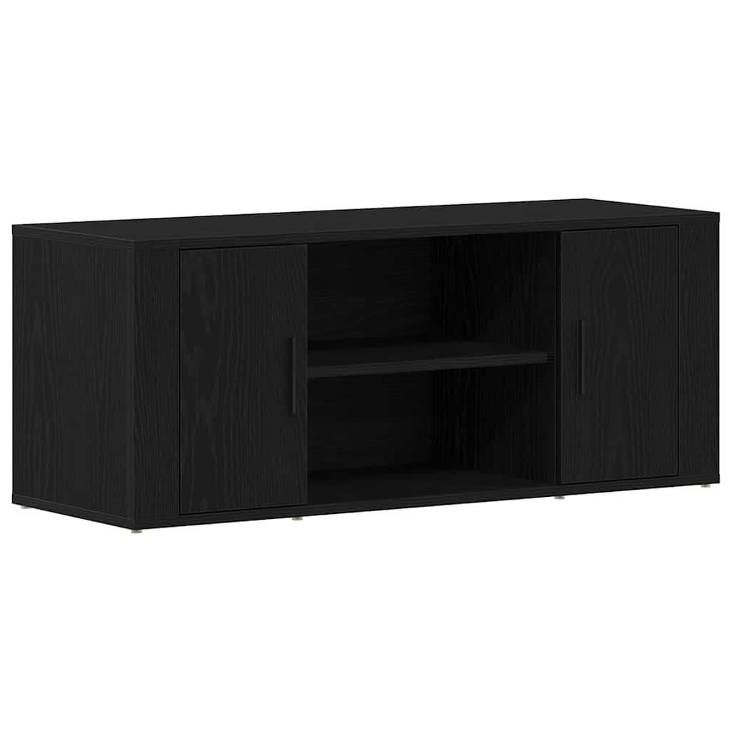 mueble de tv roble negro 100 x 35 x 40 cm madera contrachapada