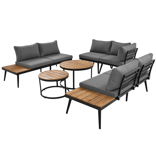 Conjunto de jardim de 6 peças - sala de jantar para terraço, varanda, jardim, interior e exterior, estrutura em ferro galvanizado - Cinza Antigo