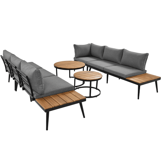Conjunto de jardim de 6 peças - sala de jantar para terraço, varanda, jardim, interior e exterior, estrutura em ferro galvanizado - Cinza Antigo