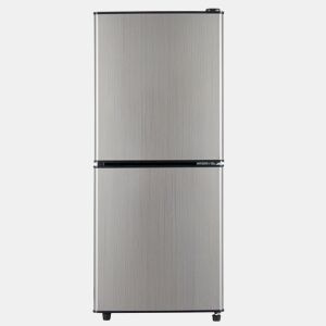 Mini-frigorífico 106 L - 60 L frigorífico + 46 L congelador, 7 níveis de temperatura, porta prateada + corpo preto, iluminação LED, prateleiras ajustáveis - Preto+Prateado