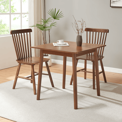 Mesa de jantar Klijori para 2 pessoas madeira 75x75x74 cm nogueira en.casa