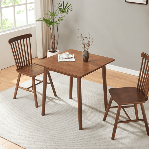Mesa de jantar Klijori para 2 pessoas madeira 75x75x74 cm nogueira en.casa