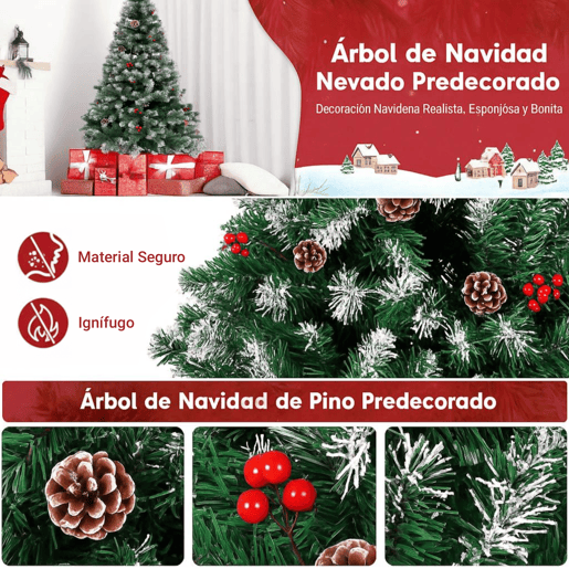 Árvore de Natal com neve de 120 cm com enfeite de pinha, frutas vermelhas e neve Árvore de Natal com neve de 120 cm com enfeite de pinha, frutas vermelhas e neve