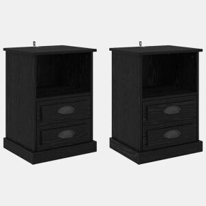 Lote de 2 Mesa De Cabeceira - Mesinha De Cabeceira Carvalho preto 43 x 36 x 60 cm