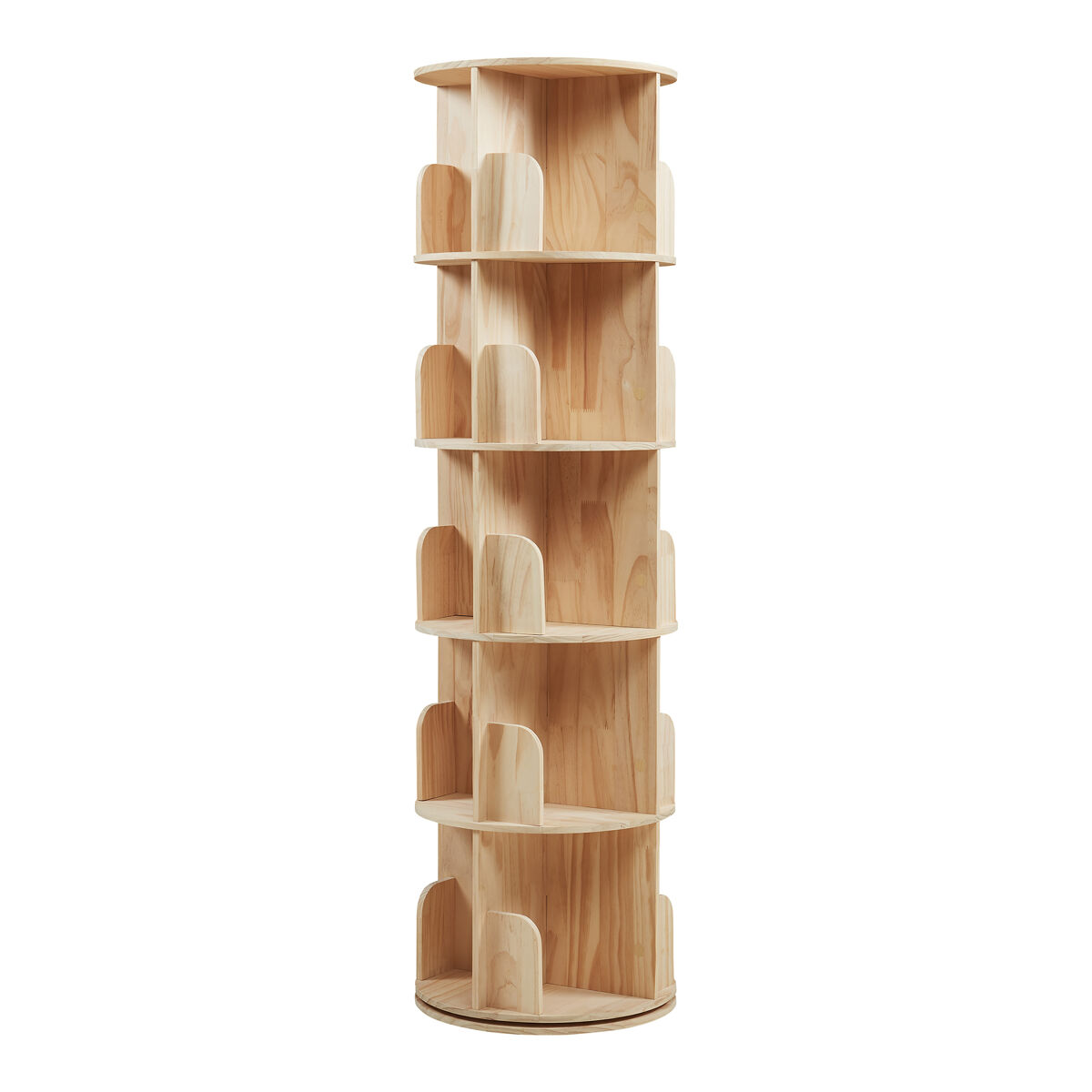 Estantería giratoria chasek 5 niveles pino 157x44 cm natural [en.casa]