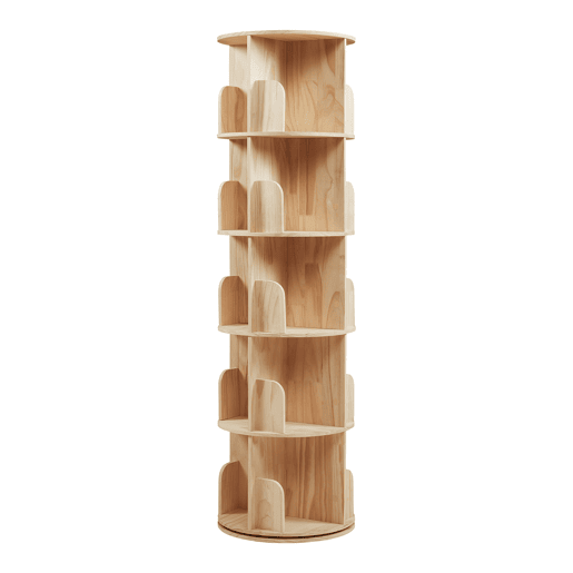 Estante giratória Chasek 5 níveis pino 157x44 cm natural en.casa