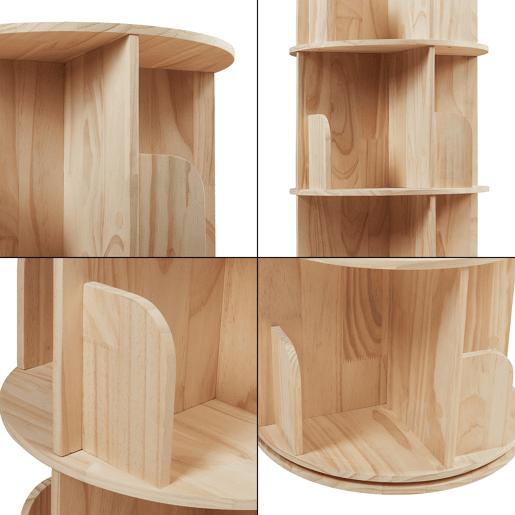 Estante giratória Chasek 5 níveis pino 157x44 cm natural en.casa