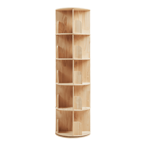 Estante giratória Chasek 5 níveis pino 157x44 cm natural en.casa