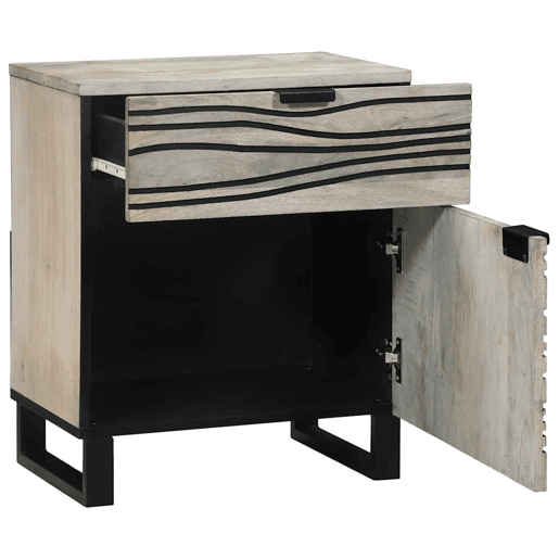 Mesa De Cabeceira - Mesinha De Cabeceira com gaveta Branco e preto 50 x 33 x 60 cm