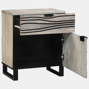 Mesa De Cabeceira - Mesinha De Cabeceira com gaveta Branco e preto 50 x 33 x 60 cm