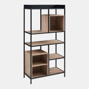Estante de pé Belana 9 prateleiras 137x70x33 cm PretoCarvalho en.casa
