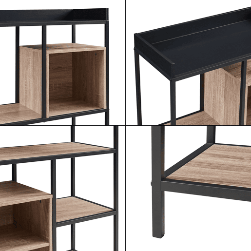 Estante de pé Belana 9 prateleiras 137x70x33 cm PretoCarvalho en.casa Estante de pé Belana 9 prateleiras 137x70x33 cm PretoCarvalho en.casa
