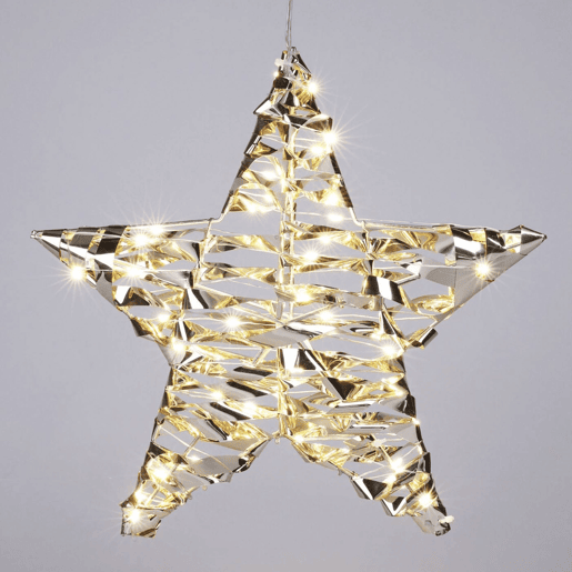 Decoração suspensa em formato de estrela Well Home com 40 micro luzes LED 30x8x30cm