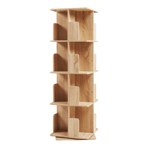 Estante giratória Talöpintaa 4 níveis MDF 129x40x40 cm Aspeto carvalho en.casa