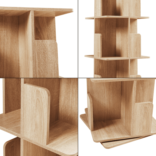 Estante giratória Talöpintaa 4 níveis MDF 129x40x40 cm Aspeto carvalho en.casa