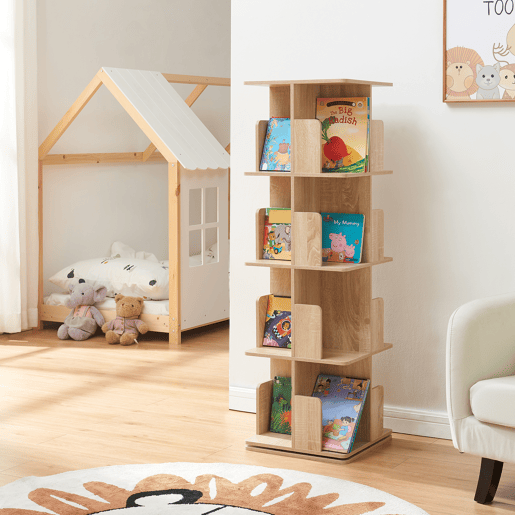Estante giratória Talöpintaa 4 níveis MDF 129x40x40 cm Aspeto carvalho en.casa