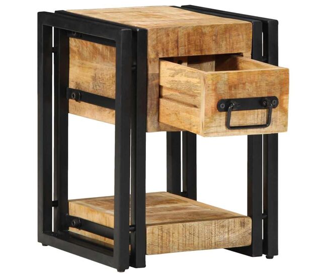 Mesita de noche - mesilla de noche marrón 30 x 30 x 40 cm madera maciza de mango