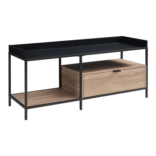 Mesa de TV Belana com gaveta rebordo elevado 120x40x54 cm pretocarvalho en.casa
