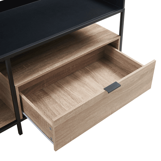 Mesa de TV Belana com gaveta rebordo elevado 120x40x54 cm pretocarvalho en.casa