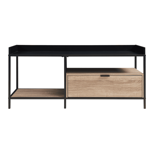 Mesa de TV Belana com gaveta rebordo elevado 120x40x54 cm pretocarvalho en.casa