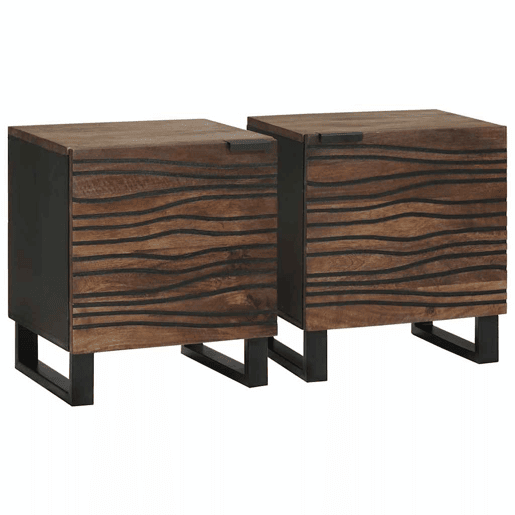 Lote de 2 Mesa De Cabeceira Mesinha De Cabeceira - Nogueira 40 x 33 x 46 cm