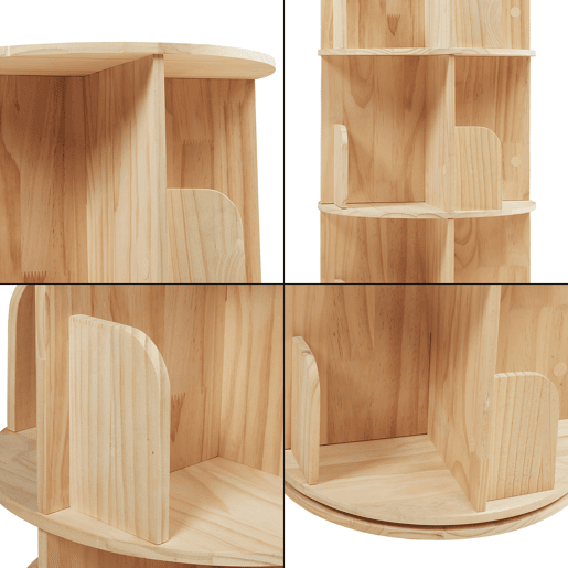 Estante giratória Chasek 3 níveis pino 95x44 cm natural en.casa
