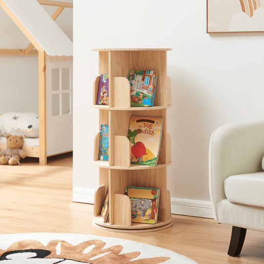 Estante giratória Chasek 3 níveis pino 95x44 cm natural en.casa
