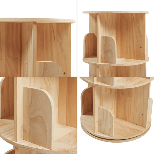 Estante giratória Chasek 2 níveis pino 65x44 cm natural en.casa