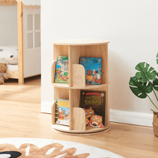 Estante giratória Chasek 2 níveis pino 65x44 cm natural en.casa
