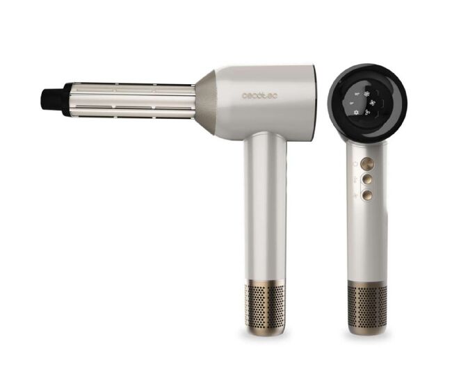 Cecotec secador de pelo motor brushless y tecnología de plasma dryglam waves champagne. 1600w, 110000rpm, 4en1 cabezales