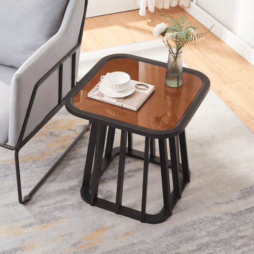 Mesa de apoio Burgess tampo de mesa quadrado 51x51x51 cm pretonogueira en.casa