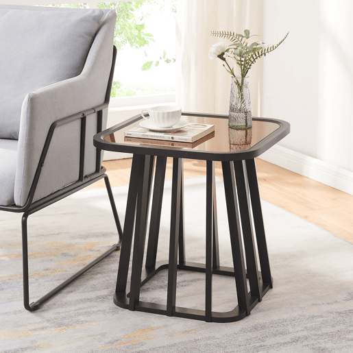 Mesa de apoio Burgess tampo de mesa quadrado 51x51x51 cm pretonogueira en.casa